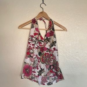 Pink floral haulter top